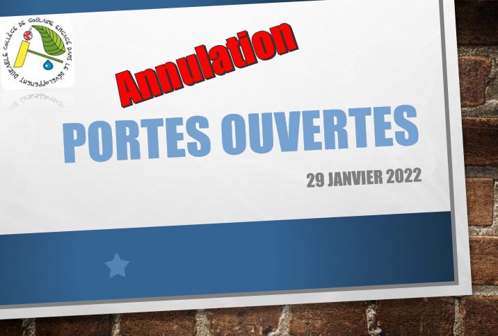 Annulation portes ouvertes 2022